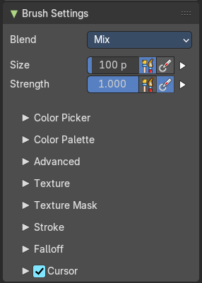 Brush settings Panel