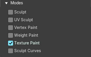 Modes subpanel