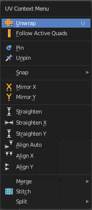 UV context menu
