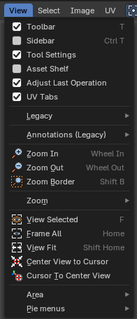 Image Editor - View Menu