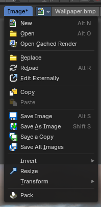 UV Editor - Image Menu