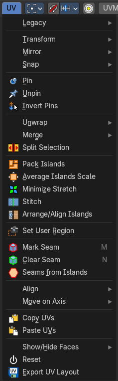 UV menu