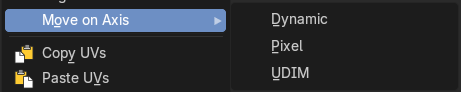 Move on Axis submenu