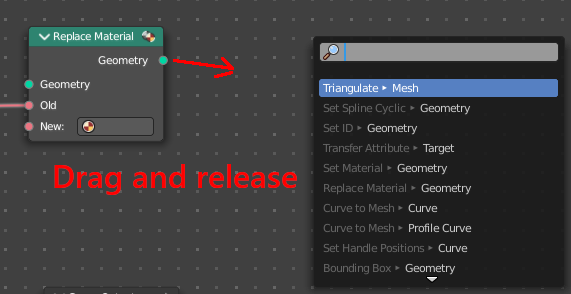 Node drag search