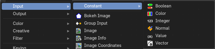 Add menu - Input - Constant