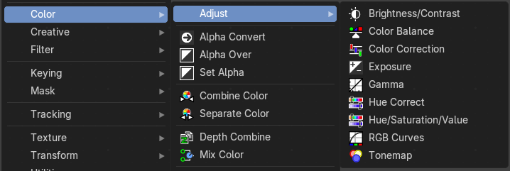 Add menu - Color - Adjust