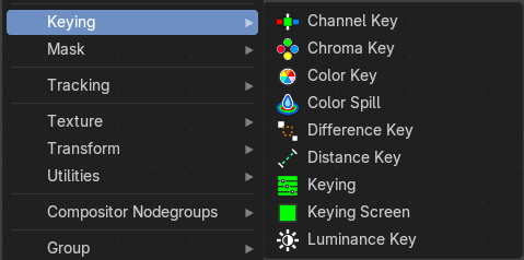 Add menu - Keying