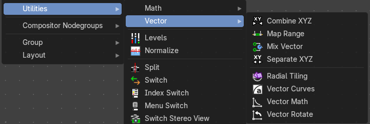 Add menu - Utilities - Vector