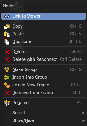 Node context menu