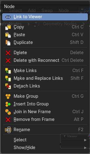 Node context menu