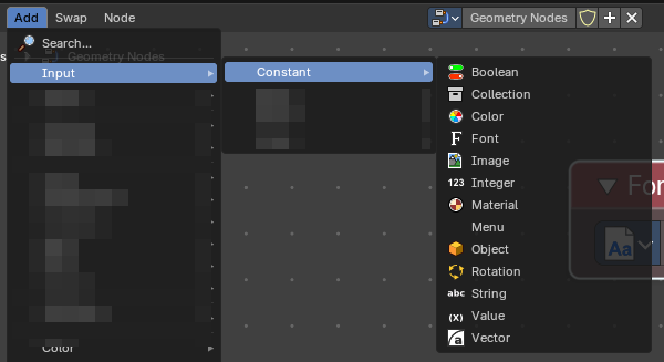 Add menu - Input - Constant