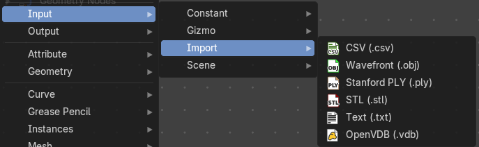 Add menu - Input - Import