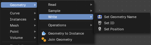 Add menu - Geometry - Write