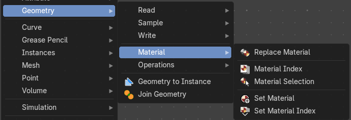 Add menu - Geometry - Material