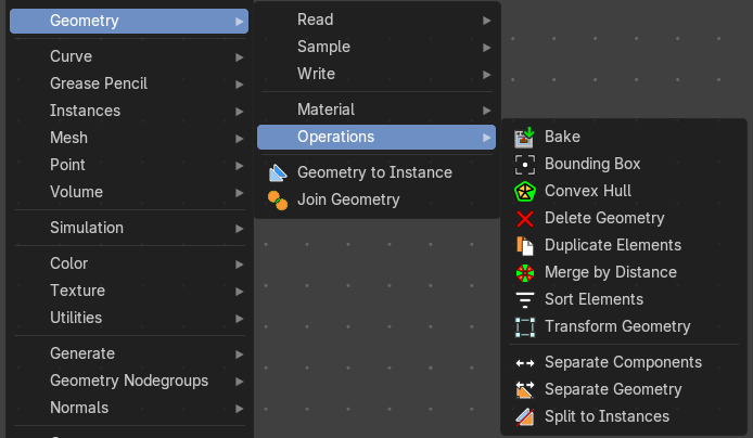Add menu - Geometry - Operations