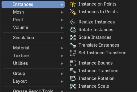 Add menu - Instances