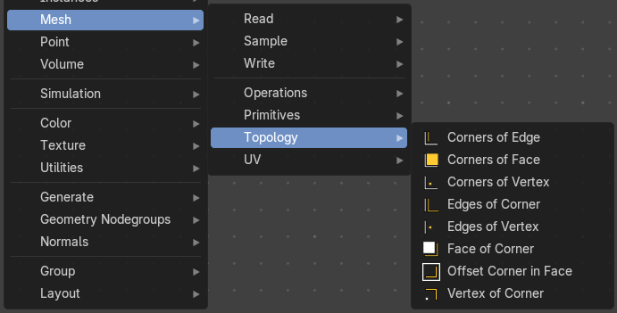Add menu - Mesh - Topology
