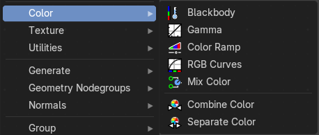 Add menu - Utilities - Color