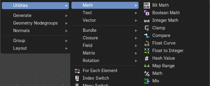 Add menu - Utilities - Math