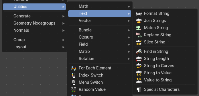 Add menu - Utilities - Text