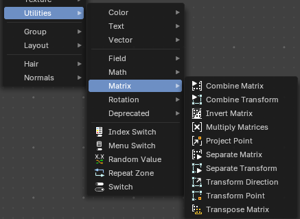 Add menu - Utilities - Matrix