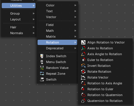 Add menu - Utilities - Rotation