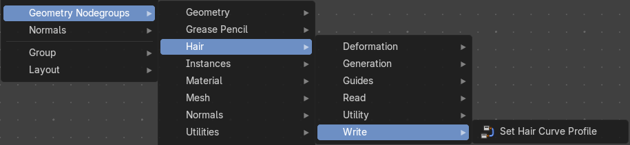 Add menu - Hair - Write