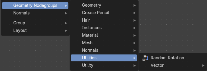 Add menu - Geometry nodegroups - Utilities