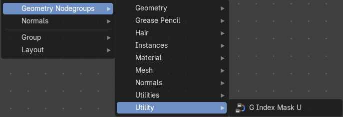 Add menu - Geometry nodegroups - Utility