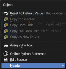 Object Context menu