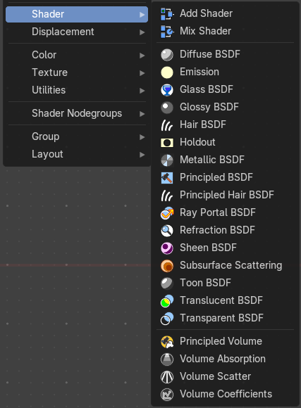 Add menu - Shader