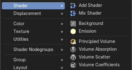 Add menu - Shader