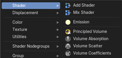 Add menu - Shader
