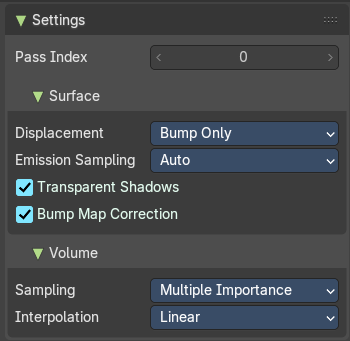 Settings panel with Cycles