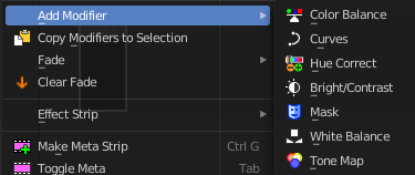 Modifier submenu