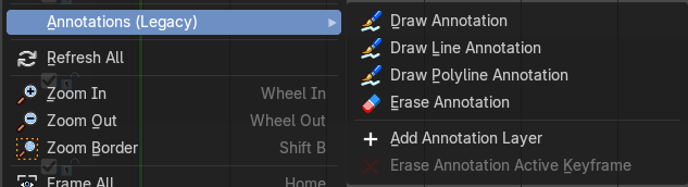 Annotations (Legacy) submenu