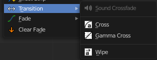 Transition submenu
