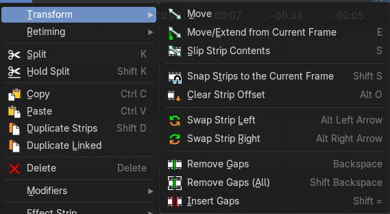Transform - Submenu
