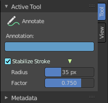 Active Tool panel