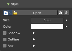 Style sub panel