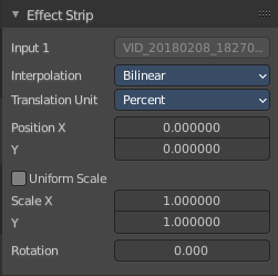 Effect strip type Transform