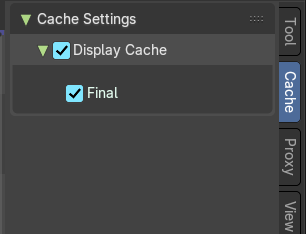 Cache Settings panel