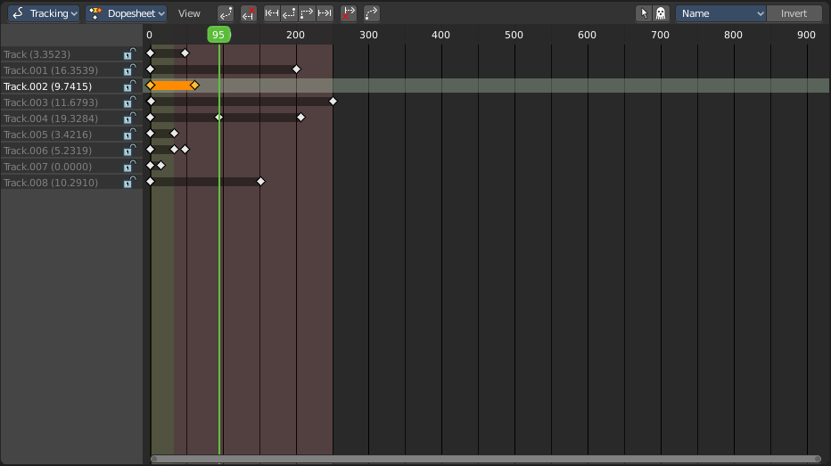 Tracking Mode - Dope sheet Subeditor