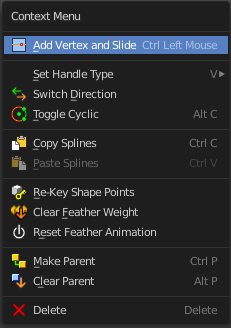 Mask mode - Context menu