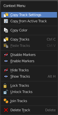 Tracking mode - Clip Sub mode - Context menu