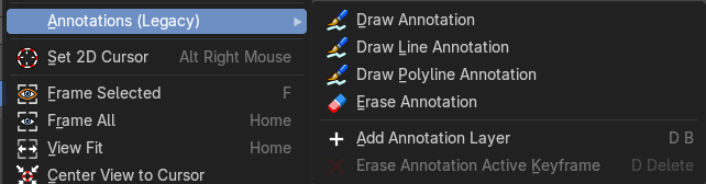 Annotations (Legacy) submenu