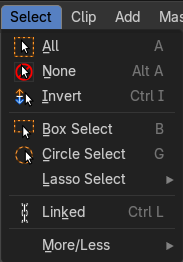 Select Menu in Mask mode