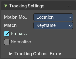 Track tab - Tracking Settings Panel
