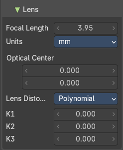 Track tab - Camera Panel - Lens Subpanel