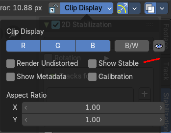Tracking Mode - 2D Stabilization Panel